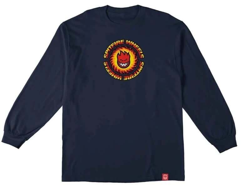 Spitfire OG FIREBALL L/S T-SHIRT	NAVY W/ RED/YELLOW/ORANGE PRINT
