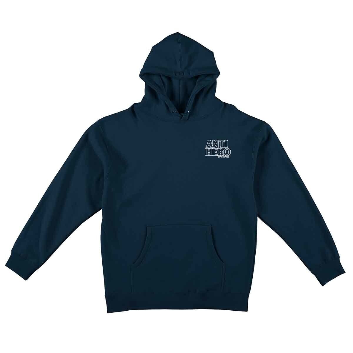 Anti Hero Lil Black Hero Embroider Hood Deep Navy W/ White Embroidery