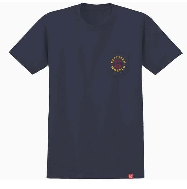 Spitfire Big Head Classic Pocket Tee Navy Red Gold