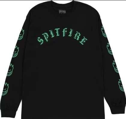 Spitfire Old E Bighead sleeve GLOW LS Tee Black