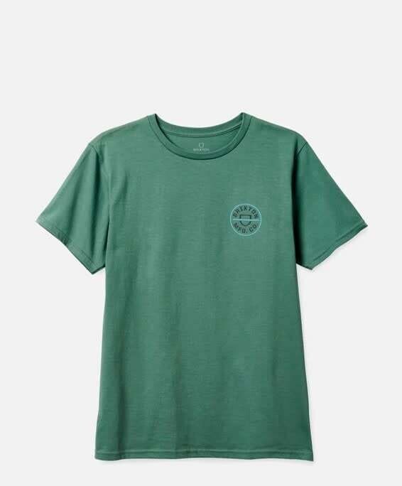 Brixton Crest II Tee Dark Forest Teal Grey