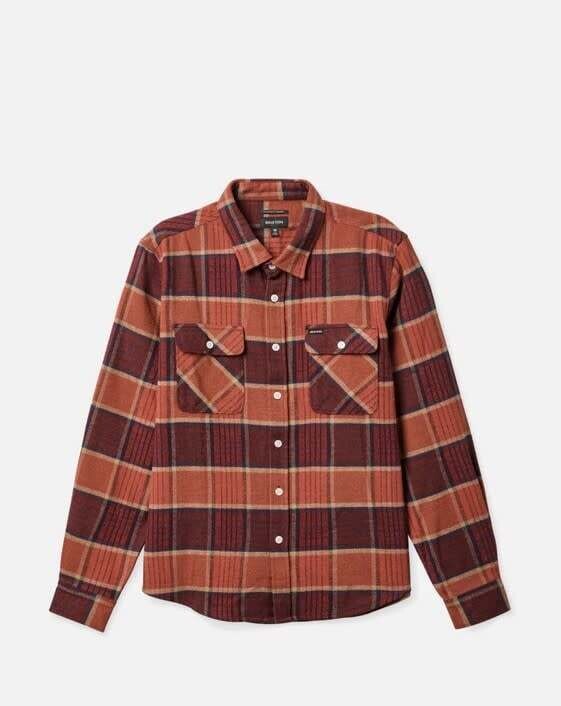 Brixton Bowery LS Flannel Mahogany Burnt Henna Mars Red