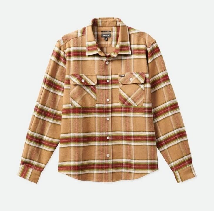 Brixton Bowery LS Flannel Light Brown Burnt Henia