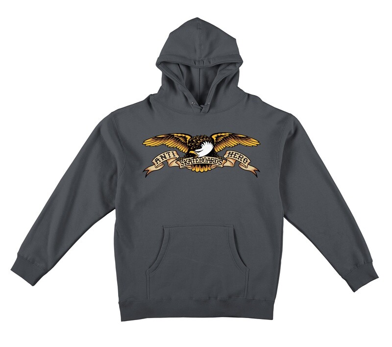 EAGLE PULLOVER HOODED SWEATSHIRT CHARCOAL(SOLID) w/ MULTI