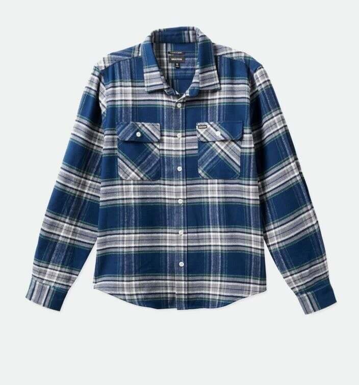 Brixton Bowery LS Flannel Moonlit Ocean Grey