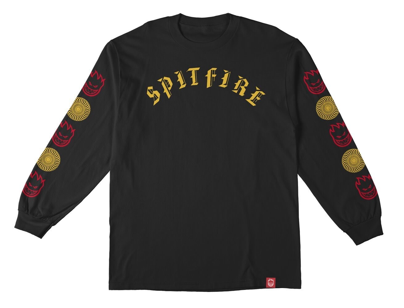Spitfire OLD E COMBO SLEEVE L/S BLACK w/ GOLD &amp; RED 