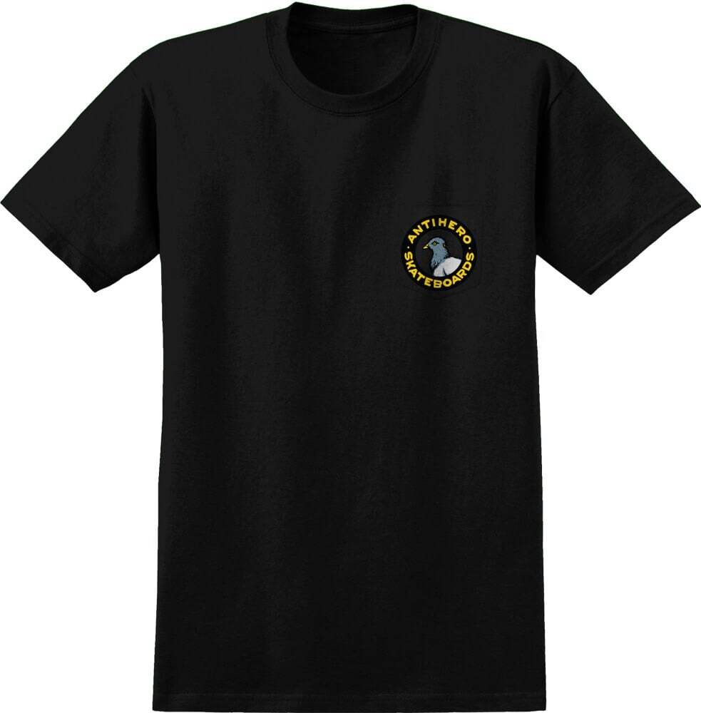 PIGEON ROUND S/S POCKET T-SHIRT BLACK w/ MULTI COLOR Print
