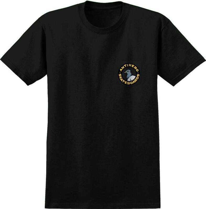 PIGEON ROUND S/S POCKET T-SHIRT BLACK w/ MULTI COLOR Print