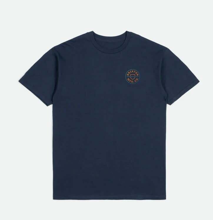 Brixton Crest II Tee Moonlit Ocean Burnt Orange Teal