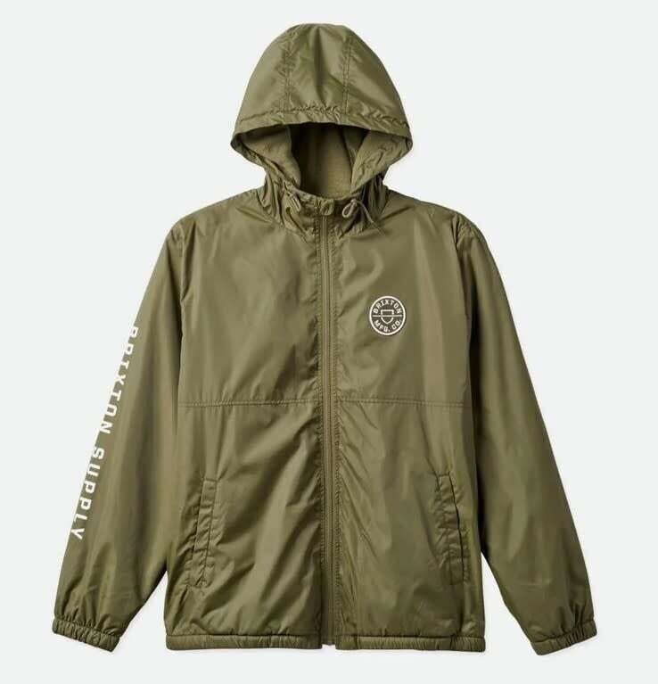 Brixton Claxton Crest Lined Hood Jacket Military Olive