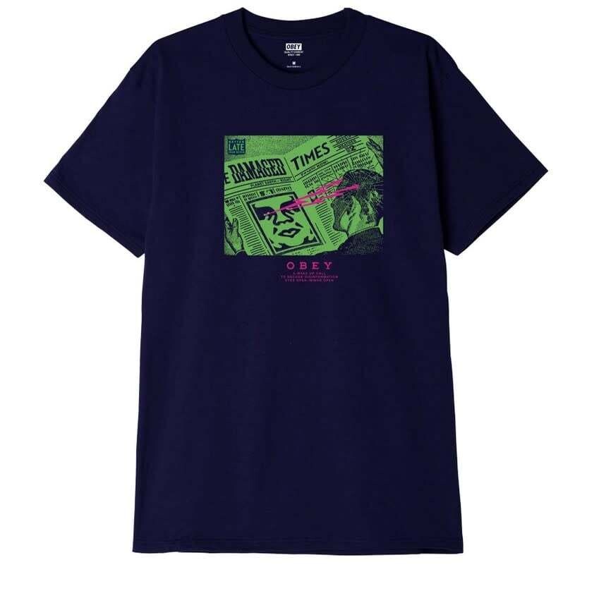 Obey Wake Up Call Tee Navy