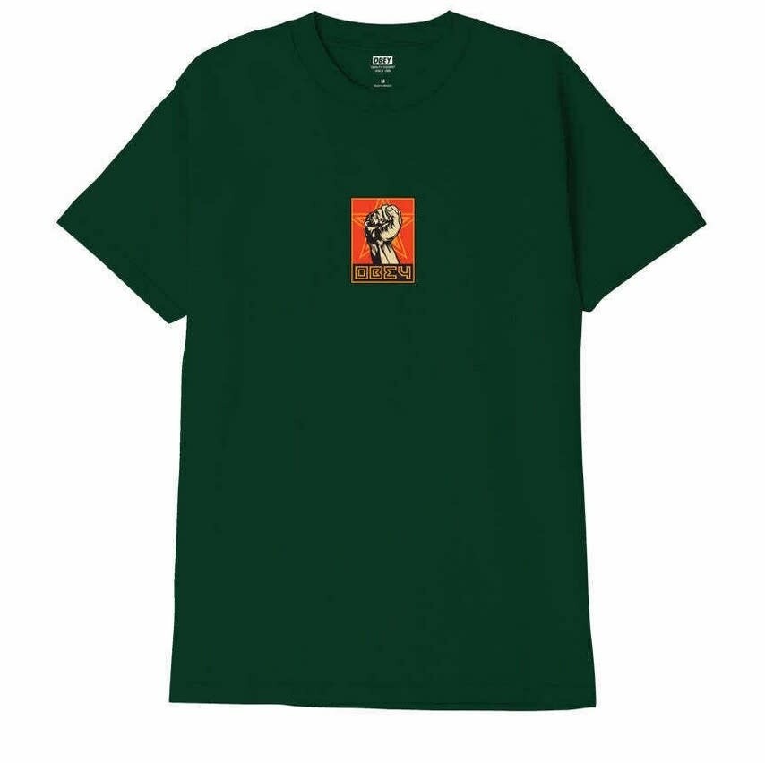 Obey Fist Tee Forest Green