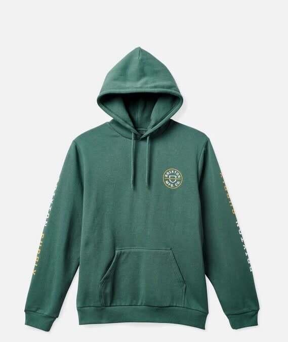 Brixton Crest Hood Deep Forest Bright Gold White