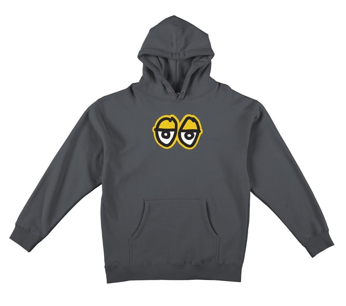 EYES LG PULLOVER HOODED SWEATSHIRT	CHARCOAL(SOLID) w/ YELLOW Print
