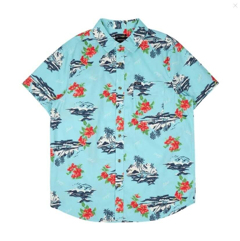 Brixton Charter Print Canal Blue Paradise