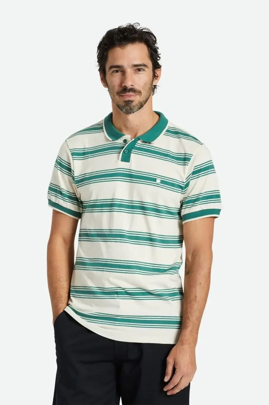 Brixton Proper S/S Polo Knit Whitecap Spruce