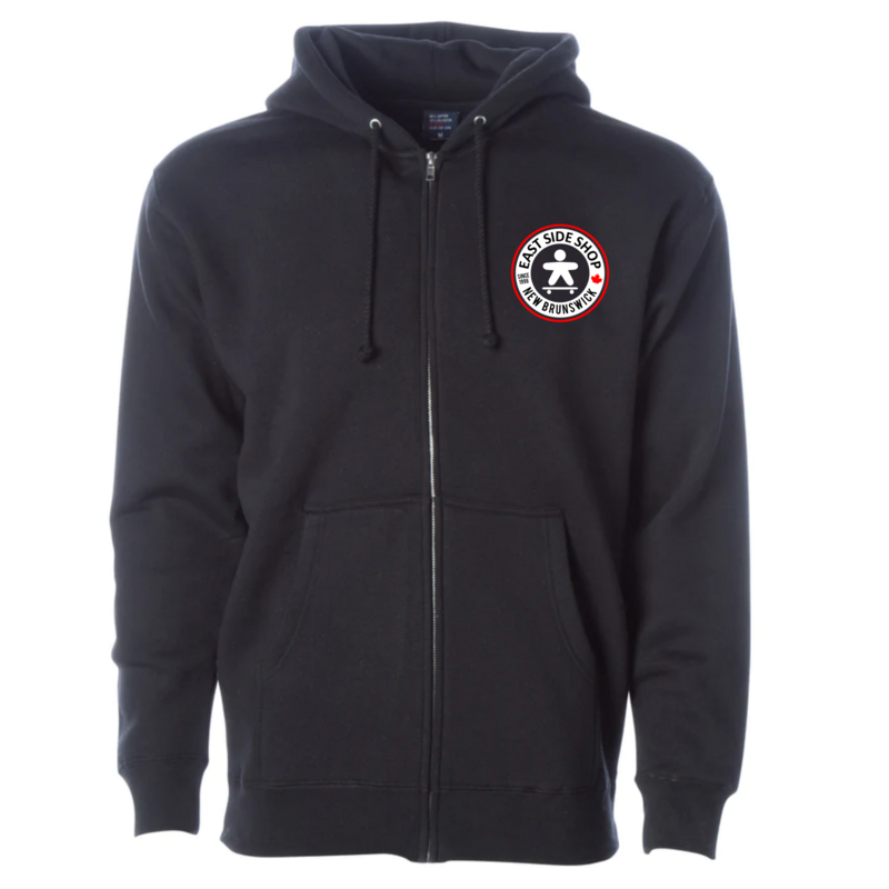  OG Circle ZIP Hood Black EAST SIDE Front Print
