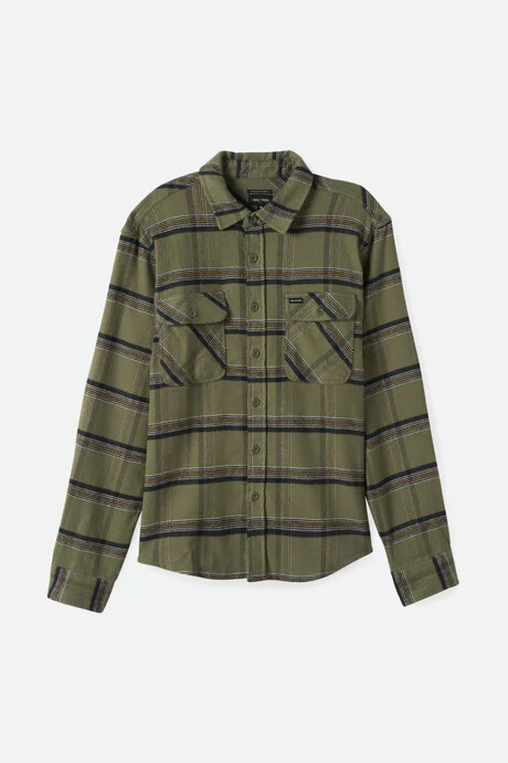 Brixton Bowery Stretch WR Flannel OLIVE SURPLUS/BLACK/WHITE