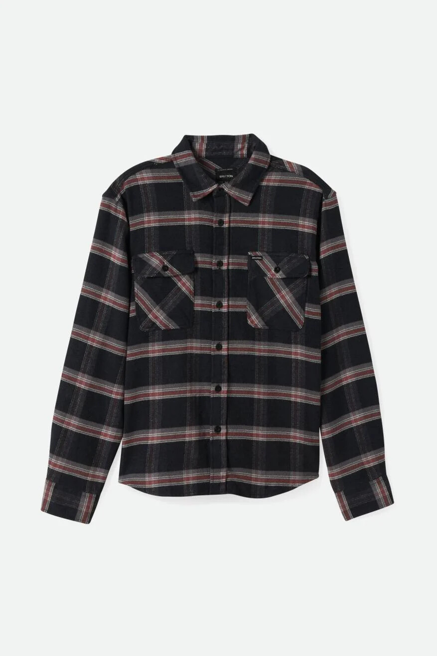 Brixton Bowery Stretch WR Flannel BLACK/CHARCOAL/BARN RED