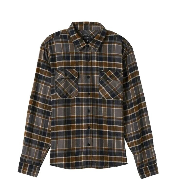 Brixton Bowery Flannel Black Desert Palm Beige