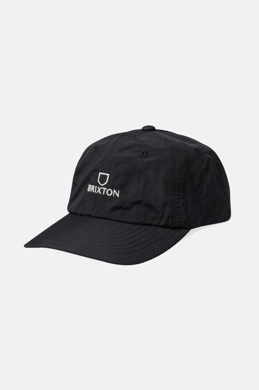 Brixton Alpha LP Strapback Cap Black White Vintage Wash