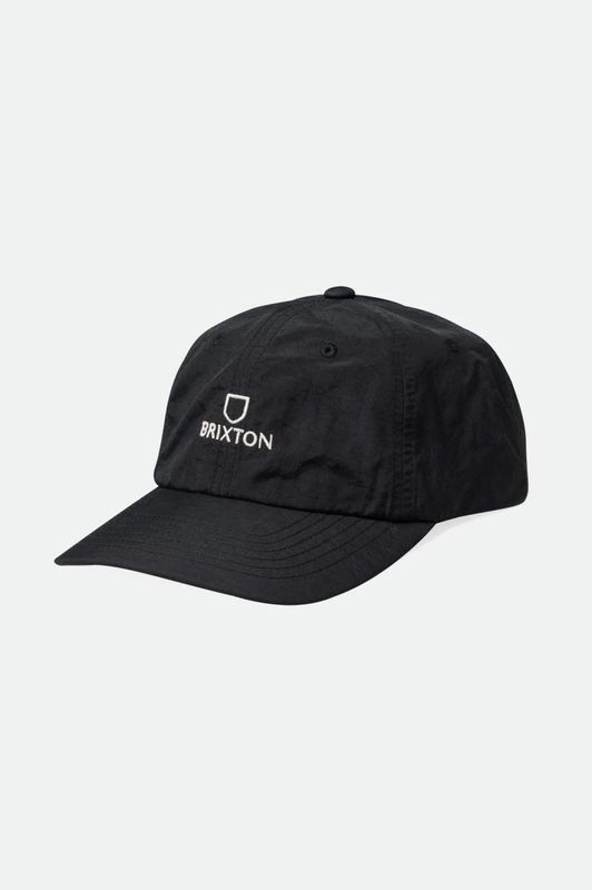 Brixton Alpha LP Strapback Cap Black White Vintage Wash