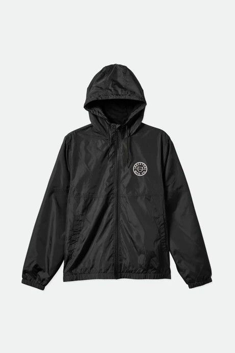 Brixton Claxton Crest LW Zip Hood Jacket - Black / Black