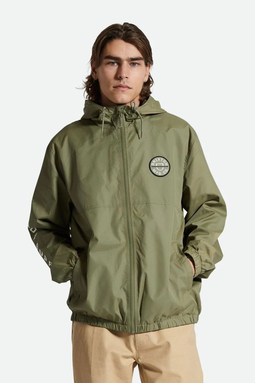 Brixton Claxton Crest LW Zip Hood Jacket - Olive Surplus 