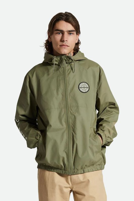Brixton Claxton Crest LW Zip Hood Jacket - Olive Surplus 
