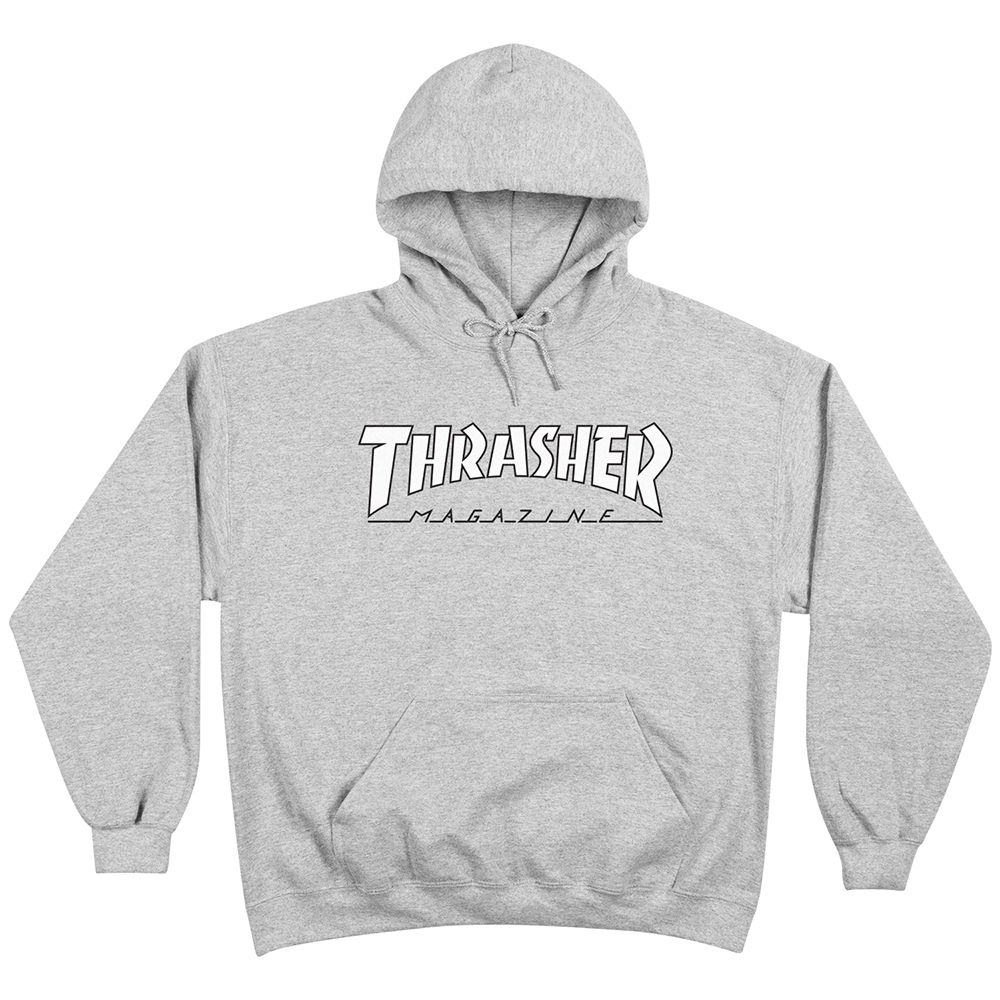 Thrasher OUTLINED HOODIE	GREY/WHITE