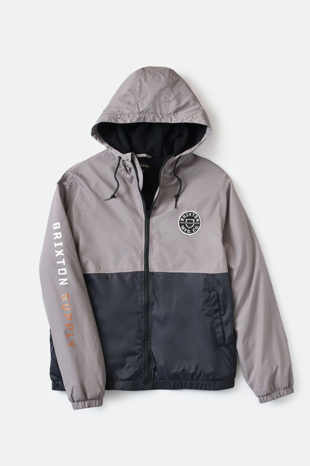 Brixton Claxton Crest Lined Hood Jacket Black Charcoal