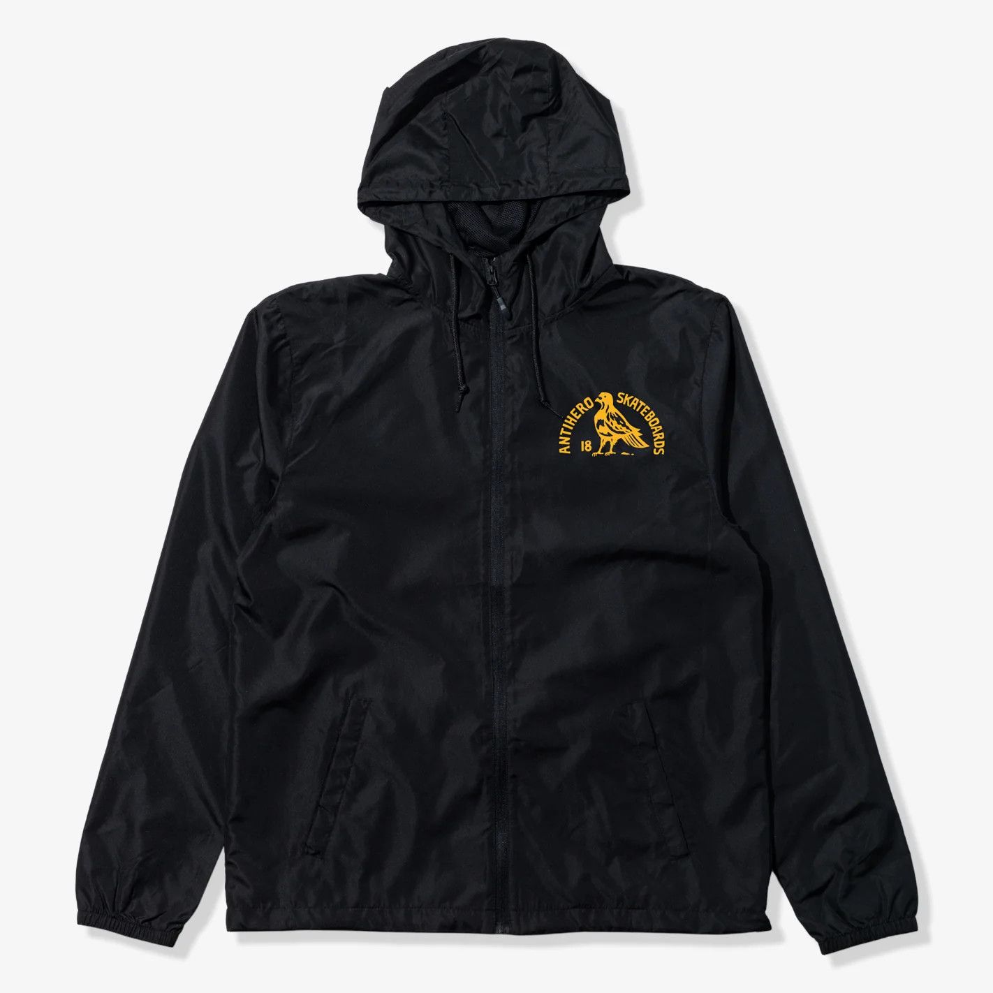AH ROCK DOVE HOODED ZIP UP JACKET BLACK  YELLOW