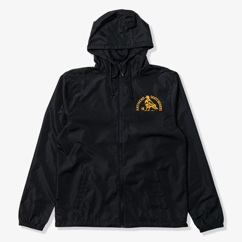 AH ROCK DOVE HOODED ZIP UP JACKET BLACK  YELLOW