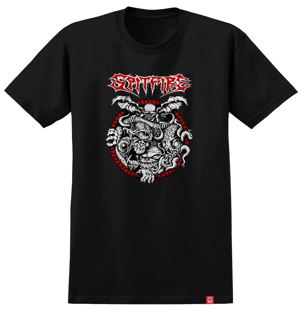 Spitfire Demon Gate Tee Black W Red White Print