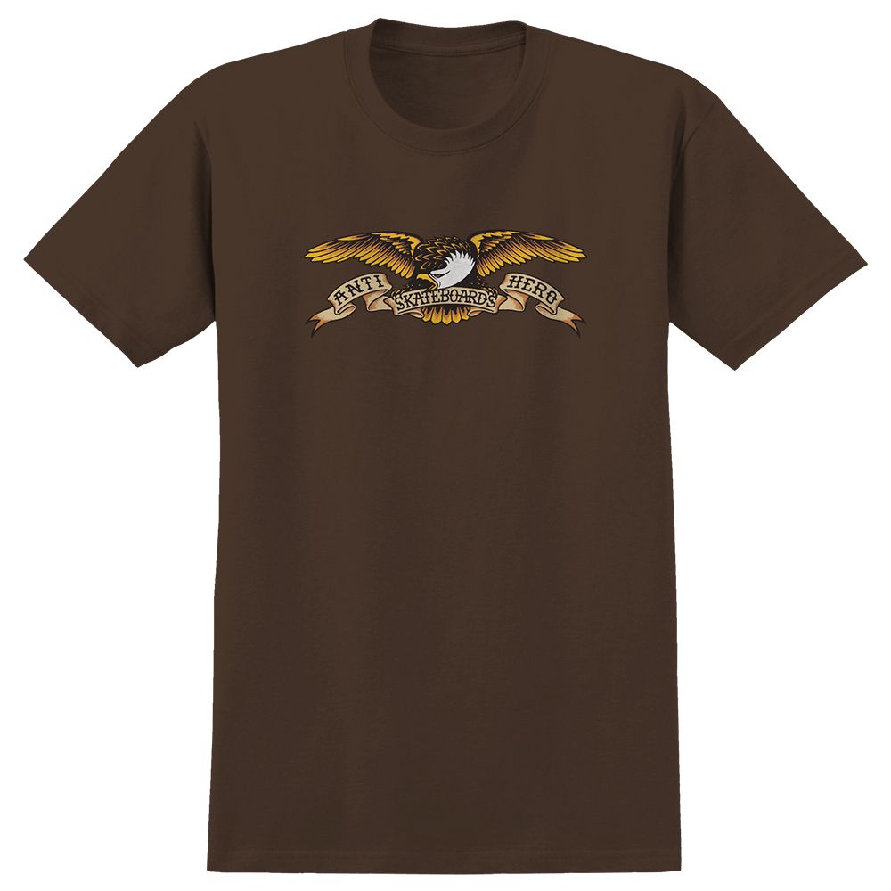 EAGLE (BLACK MULTI) SS RINGSPUN TEE	BROWN W/ BLACK MULTI COLOR PRINT