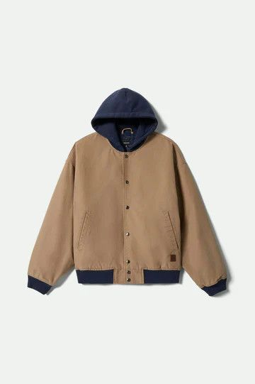 CANVAS HOODED BOMBER JKT - KHAKI/MOOD INDIGO
