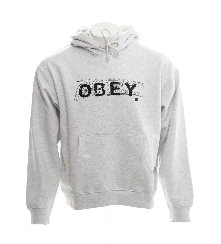 OBEY SCRIBBLE HOOD HEATHER GREY