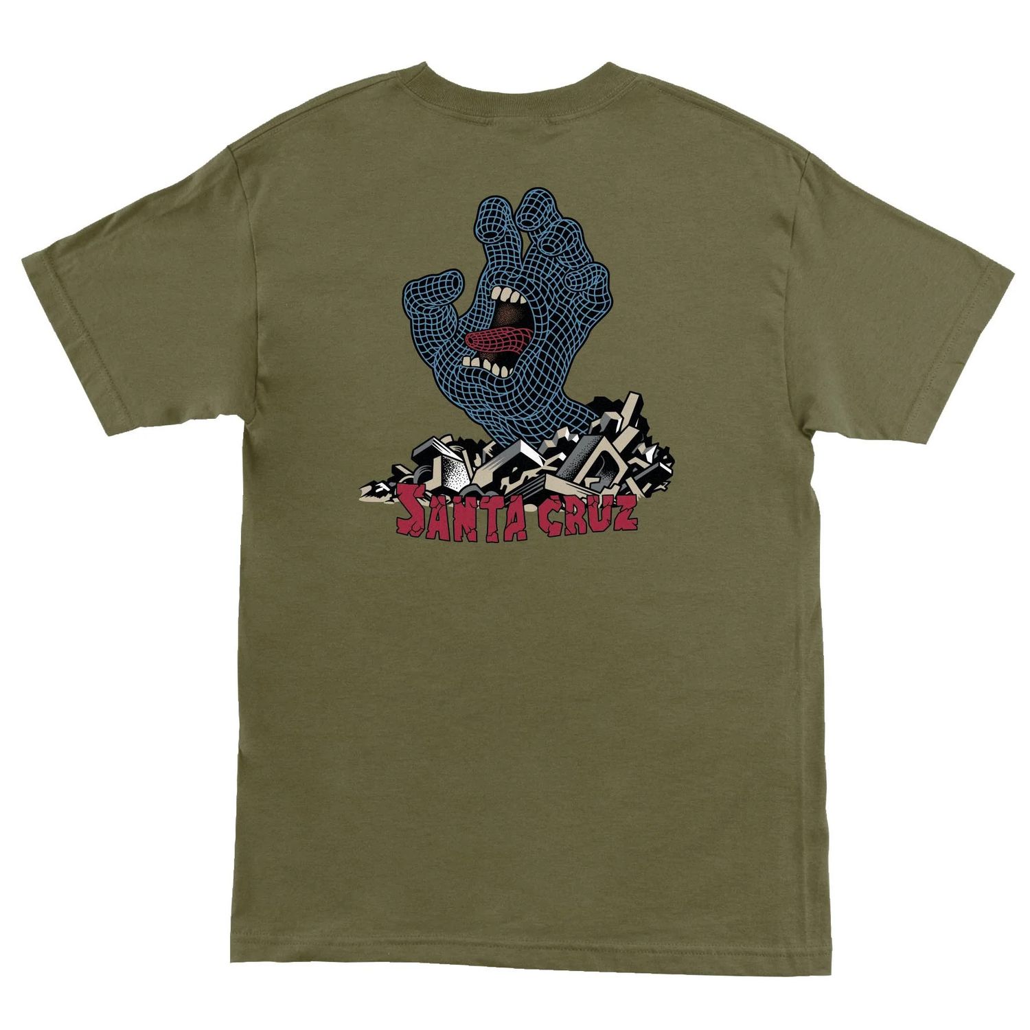 SANTA CRUZ T-SHIRT KENDALL GRID HAND MILITARY GREEN