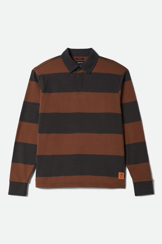 UNION HW RUGBY POLO - WASHED BLACK/PINECOWN BROWN