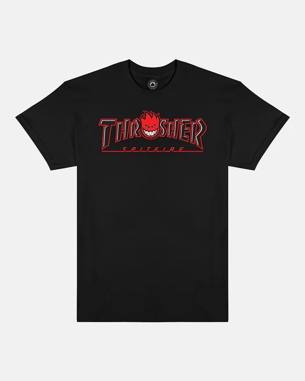 THRASHER X SPITFIRE - BIG HEAD OUTLINE T-SHIRT BLACK
