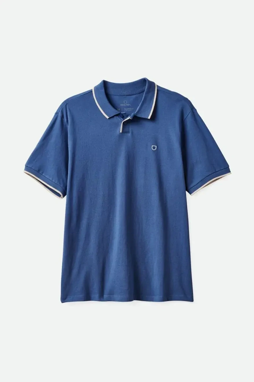 Brixton Proper S/S Polo Knit Pacific Blue White Cap