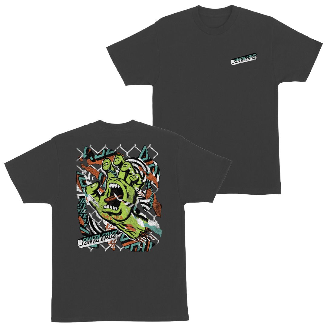 SANTA CRUZ T-SHIRT DAMAGED HAND VINTAGE BLACK