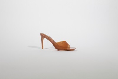 Elevate your look with the chic and cozy Moscato high heel sandals, featuring a sleek transparent design and available in Camel, black, and brown for any occasion!