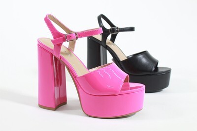 Step into elegance with BLOW high heel sandals, available in two colors: Black, and Hot Pink.  These sandals feature an adjustable ankle strap, and cushioned insole, ensuring both style and comfort for any occasion.