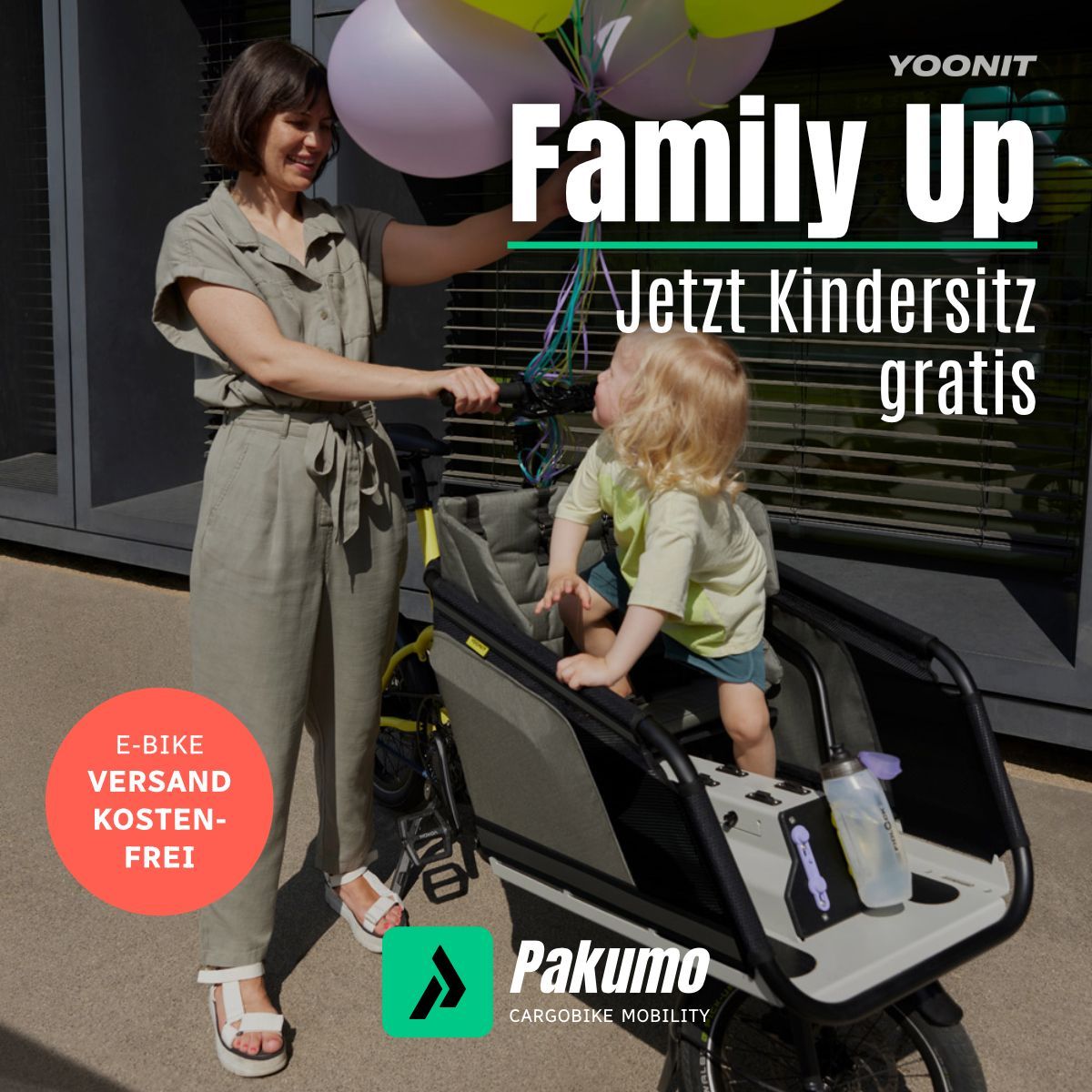 YOONIT Family Up E-Bike für den sicheren Kindertransport