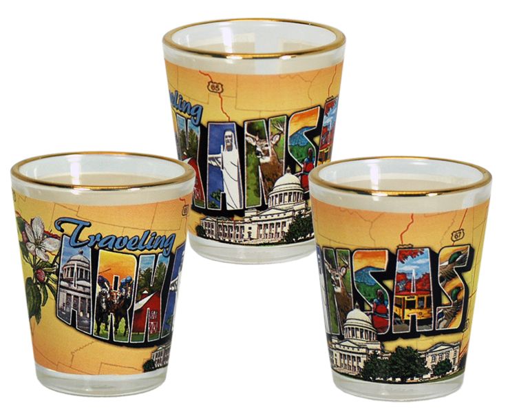 AR Shotglass Gold Rim Postcard