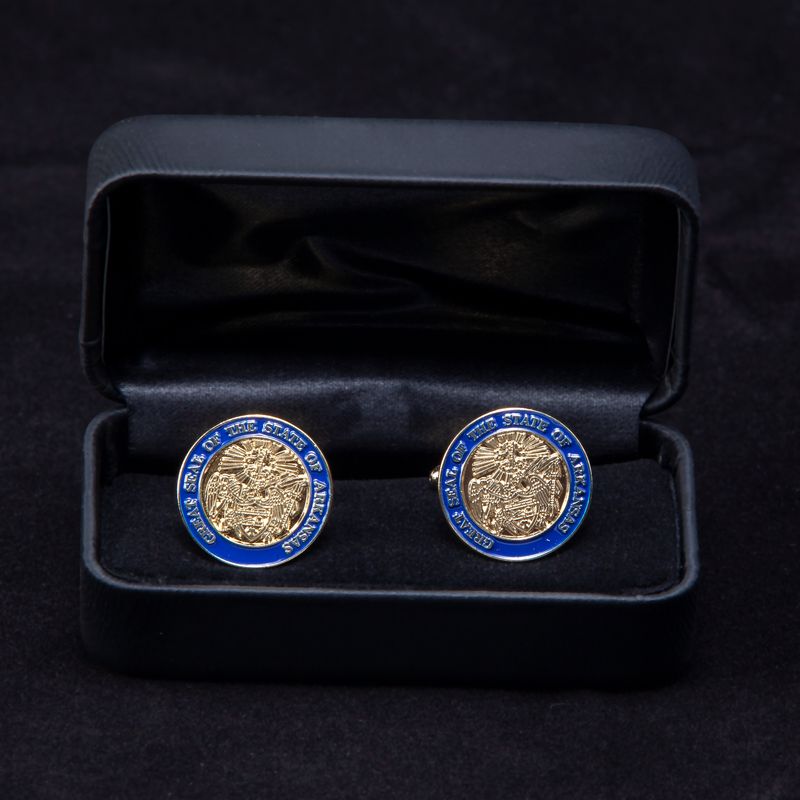 State Seal Gold w/ Blue Rim Cuff Links