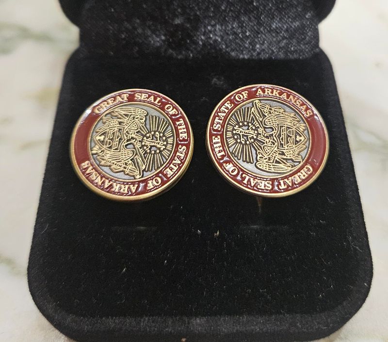 Burgundy State Seal Cuff Links