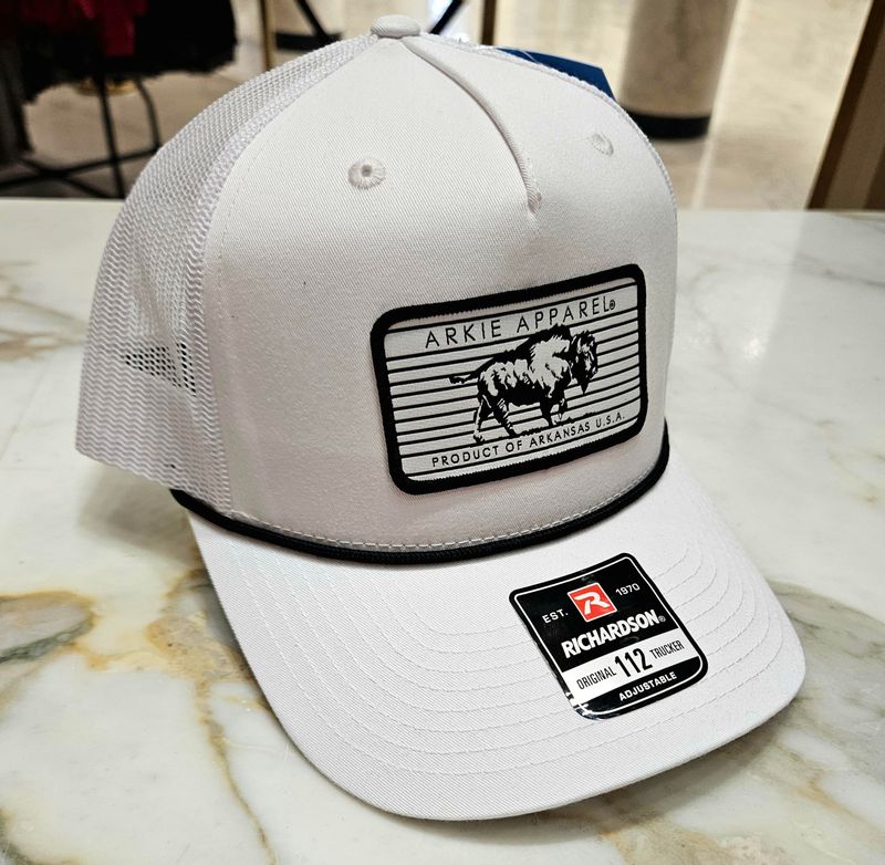 Arkie Apparel Hats Buffalo Line White/White