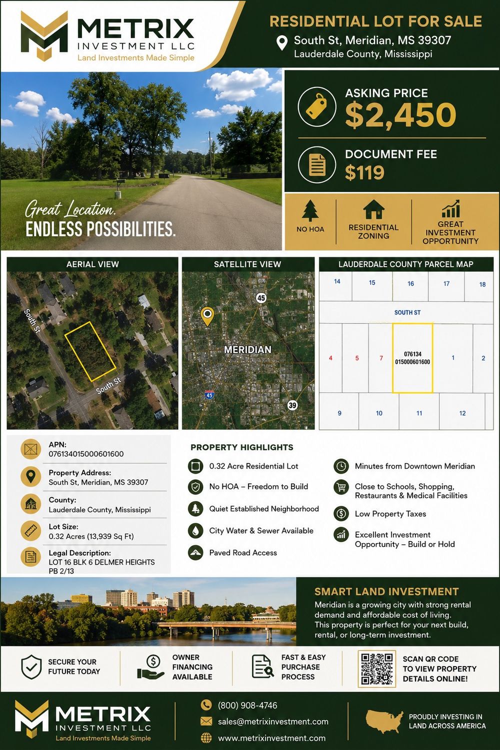 0.32ac Nice residential lot in Lauderdale County, MS. No HOA !!
